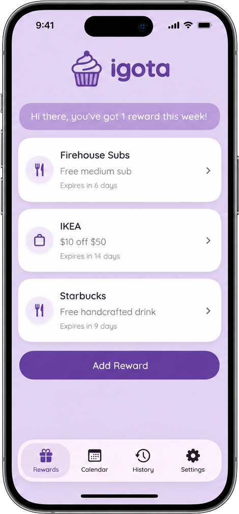 igota Rewards Screen